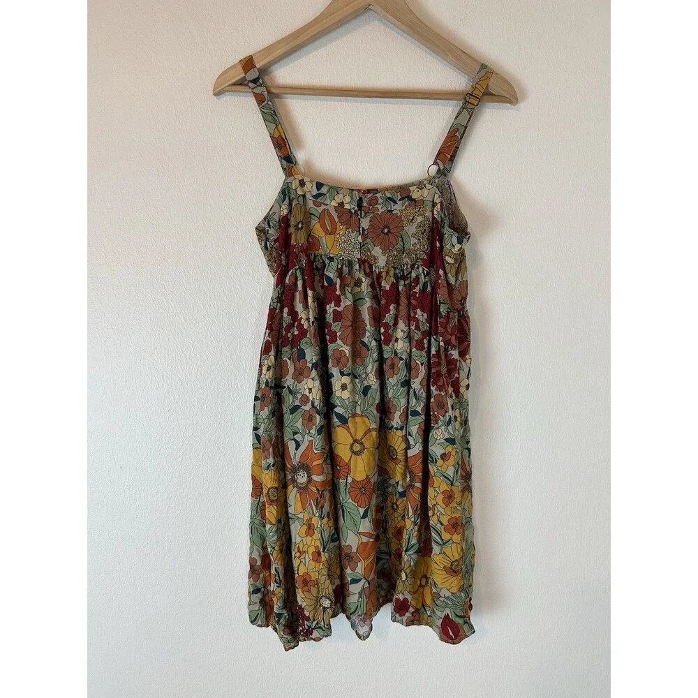 Natural Life Sz M Patti Red Yellow Floral Tropical Boho Tank Mini Dress - Picture 3 of 4